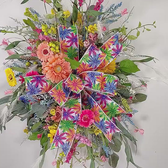 spring floral wreath for front door, window frame floral wreath